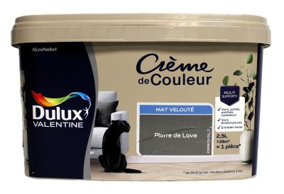 le tableau est bleu et blanc, avec un chat noir assis à côté