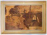 a painting of a group of people in a field