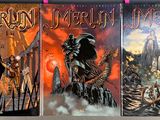 the covers of a series of books are hanging on a wall