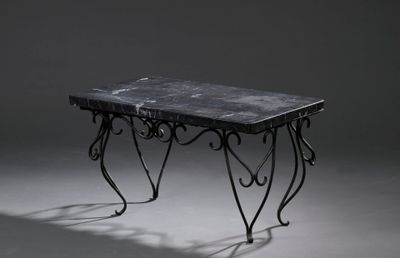 an image of a table with a marble top on a gray background