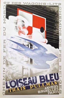poster of a man in bed with a red and white cross on it