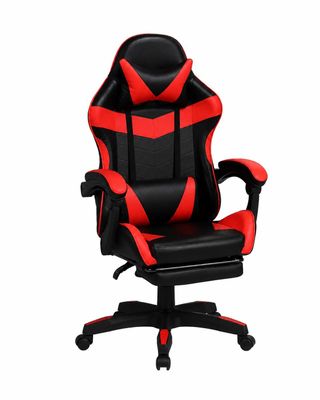 une chaise de bureau rouge et noire sur fond blanc