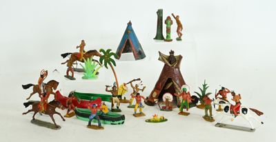 STARLUX, 16 Indiens (5 à 6cm) en plastique à nettoyer, avec 10 accesso - Photo 1