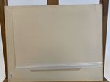 an easel with a painting on top of it sitting on a wooden stand