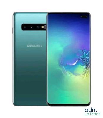 the samsung galaxy s10e is shown in a blue and green color scheme