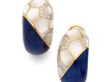 paire de boucles d'oreilles en lapis-lazuli et diamants, signée Van Cleef