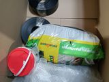 a box filled with a bag of food and a plastic container