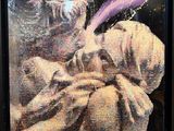 a picture of a painting of a woman with a feather on her head