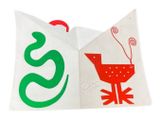 a folded card with a picture of a snake and a bird