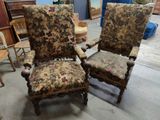 pair of antique upholstered chairs with floral upholstered upholstered upholstered upholstered upholstered upholstered upholstered uphol