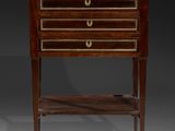 a fine george iv mahogany and brass inlaid bedside table