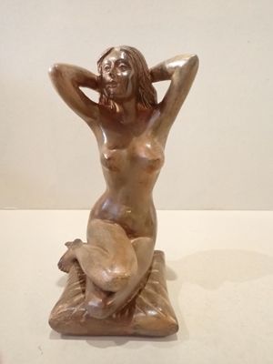 Pierre CHENET (XXe-XXIe siècle) "Nu féminin agenouillé".