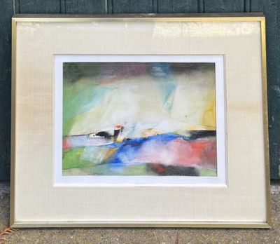 l'image d'une peinture représentant un bateau dans un plan d'eau