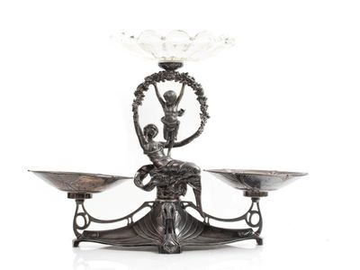 PLEWKIEWICZ, Varsovie Centre de table Art Nouveau en métal a… - Photo 1