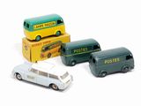 three toy cars that are sitting next to each other
