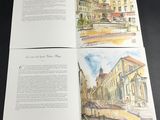 two pages of a book with watercolor drawings on them