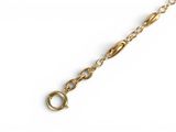 a close up of a gold chain with a clasp on it