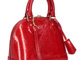 louis vu vu red patent leather handbag