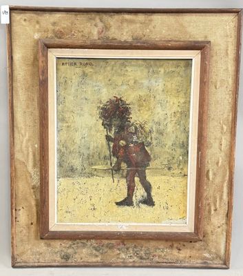 une image représentant un tableau où l'on voit un homme portant un panier de fleurs