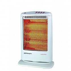un radiateur électrique blanc posé sur une table blanche