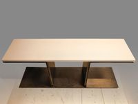 Console rectangulaire en bois, métal et galuchat crème (photo 3)