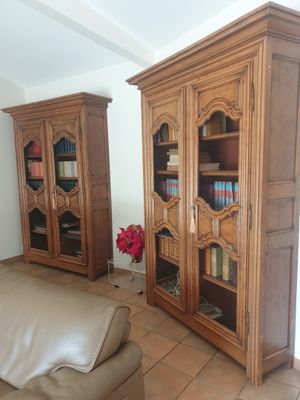 ROCHE BOBOIS Paire de grandes bibliothèques grillagées en bo…