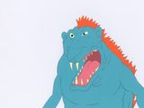 animation : cellule d'animation représentant un monstre bleu aux cheveux orange