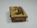 a small wooden box with a picture of a man on it