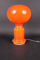 Lampe vintage en verre orange. Années 1970 (H : 35 cm)