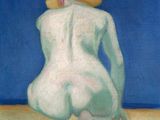 une image représentant un tableau où l'on voit une femme assise sur une plage