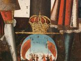 an image of a painting of two men standing next to each other