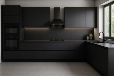 Cuisine Oskab finition IPO Noir avec poignées encastrées d'e…