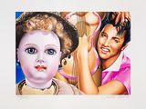 a picture of a painting of a woman and a doll