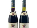 deux bouteilles de vin posées l'une à côté de l'autre sur une surface blanche