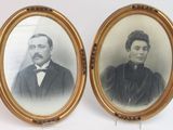 two framed photographs of two men in suits and ties, one of them is wearing a bow tie and the other is wearing a tuxedo