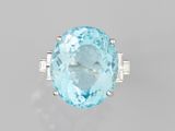 une bague aigue-marine et diamant