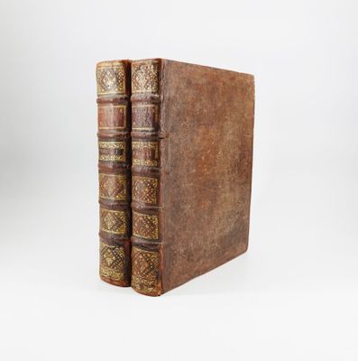 deux vieux livres posés l'un sur l'autre sur une surface blanche