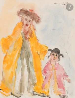 an image of a drawing of a woman and a child
