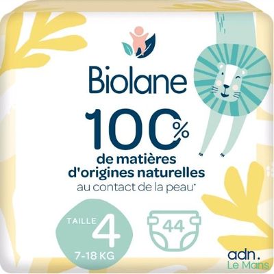 Couches Bioline pour bébés, taille 4 - 8 kg, paquet de 100