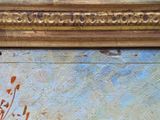 an image of a close up of a painting on a wooden surface
