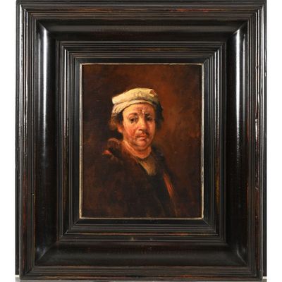 un tableau représentant un homme coiffé d'un chapeau blanc