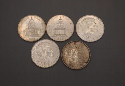 Lot de 5 pièces de 100 francs en argent - Photo 1