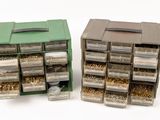 two bins that are filled with seeds and seeds