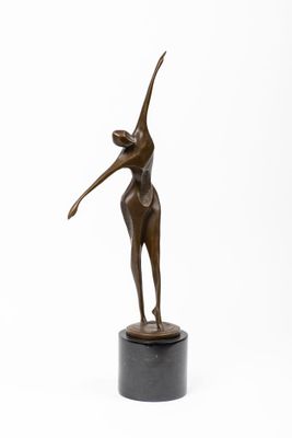 MILO (XXe). "Danseuse", sujet en bronze patiné, socle circul… - Photo 1