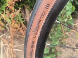 a close up of a tire on a bike