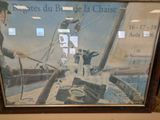 a picture of a painting of a man on a boat