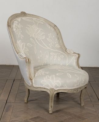 an image of a white chair sitting on top of a hard wood floor
