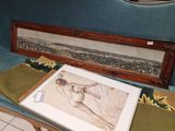 a picture of a painting on a bench in a room