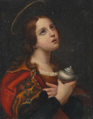 a painting of a woman holding a teapot in her hand