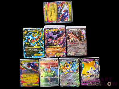 many different types of pokemon cards on a black background